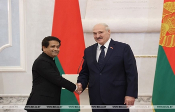 Ambassador of India to Republic of Belarus Alok Ranjan Jha presents credentials to President Alexander Lukashenko