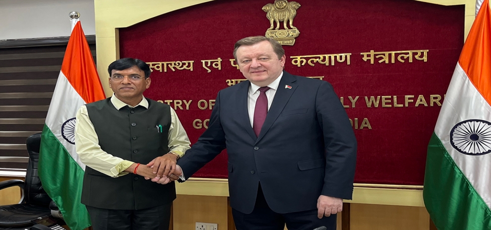 The Foreign Minister of Belarus, H.E. Sergei Alenik met Dr. Mansukh Mandaviya, Minister of Health and Family Welfare and Minister of Chemicals & Fertilisers of India on 12 March 2024 in New Delhi.